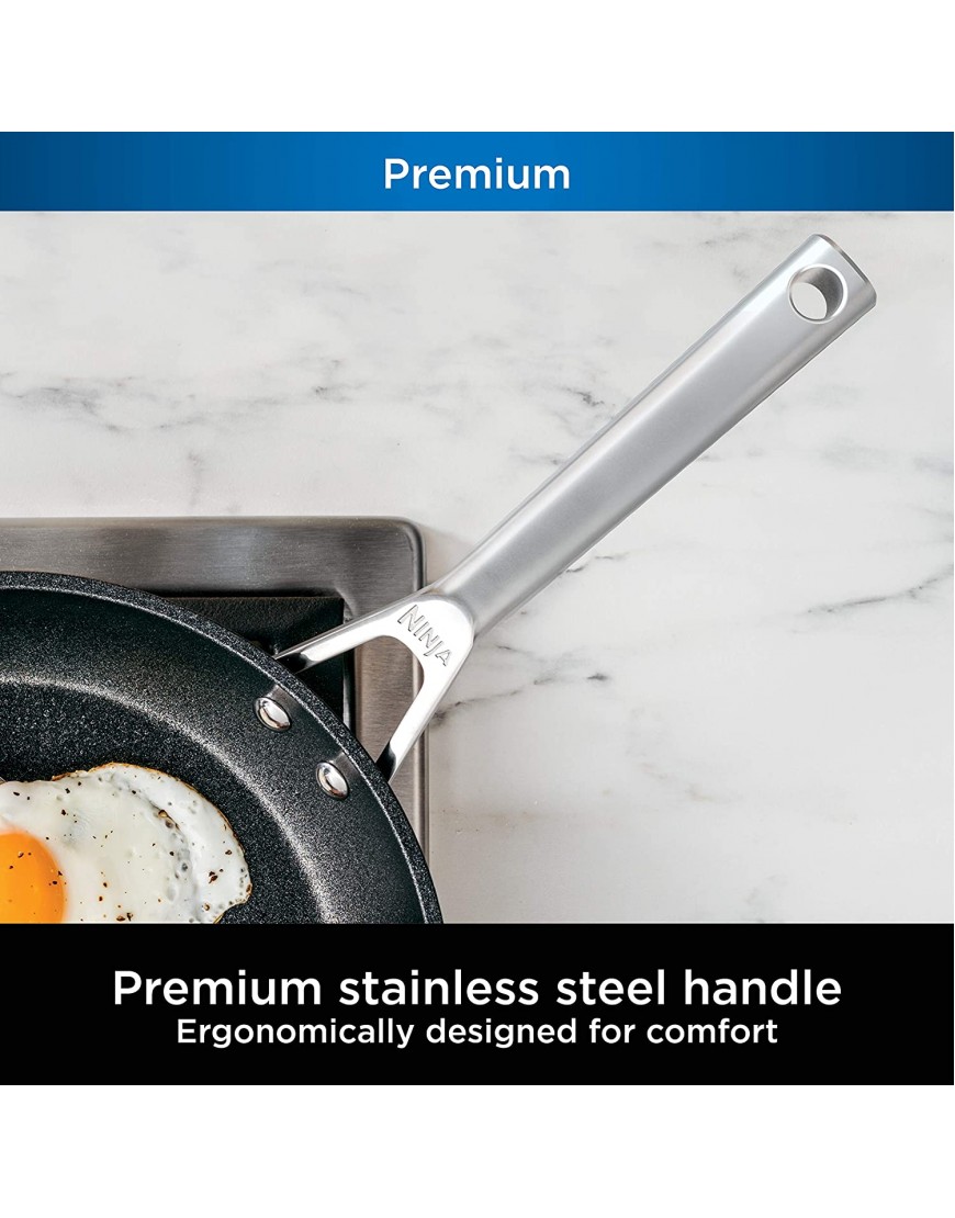 Ninja C30628 Foodi NeverStick Premium 11-Inch Square Griddle Pan Hard-Anodized Nonstick Durable & Oven Safe to 500°F Slate Grey