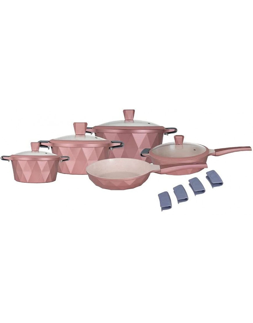 Non Stick Cookware Set Marble 13Pieces Pink Kochstelle…