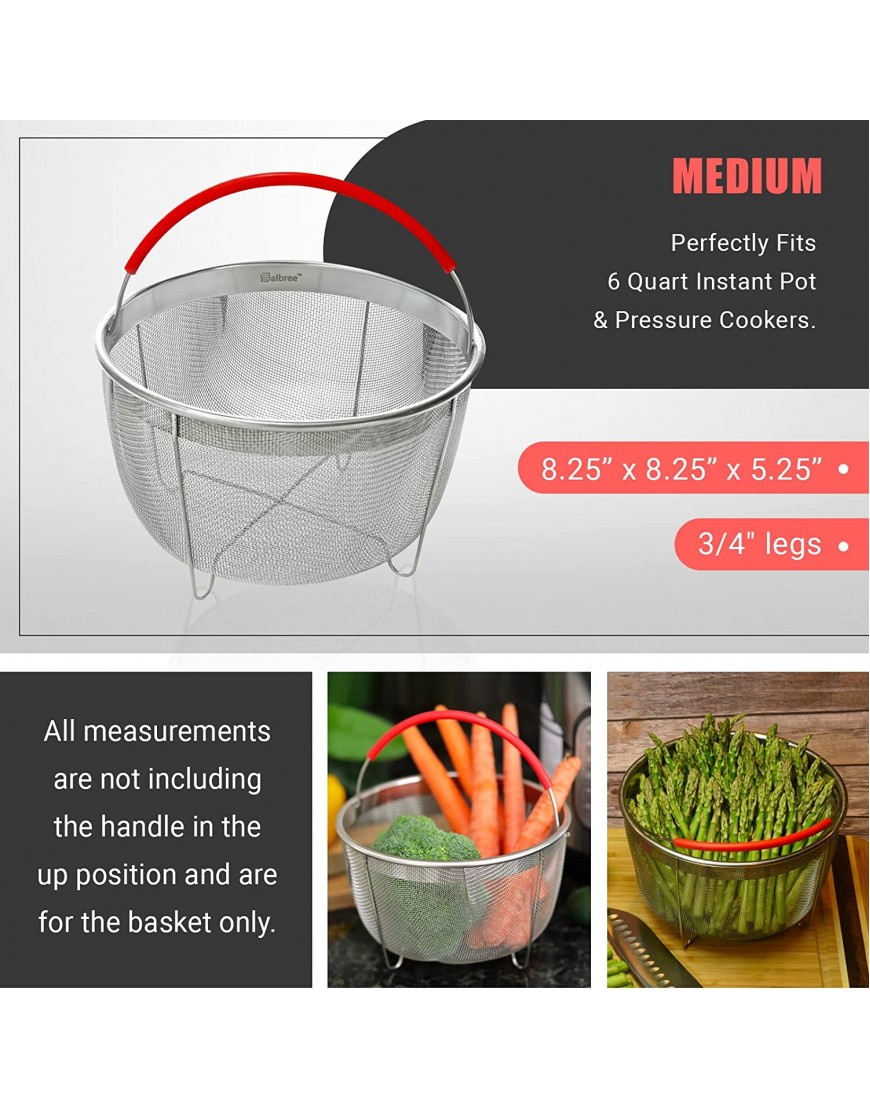 Original Salbree Steamer Basket for 6qt Instant Pot Accessories Stainless Steel Strainer and Insert fits IP Insta Pot Instapot 6qt Other Pressure Cookers and Pots Premium Silicone Handle