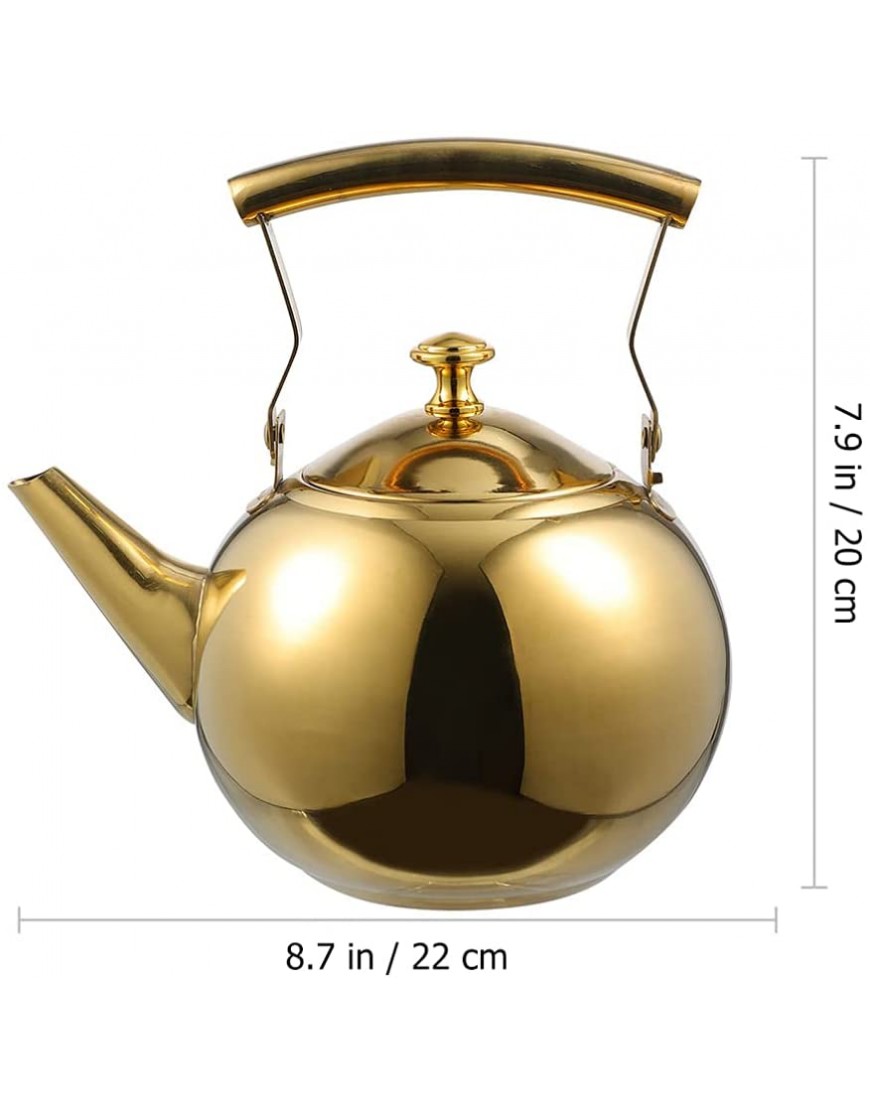 OSALADI Stainless Steel Tea Kettle Stovetop Whistling Tea Kettle Teapot Boiling Kettle with Strainer for Kitchen 2L Gold