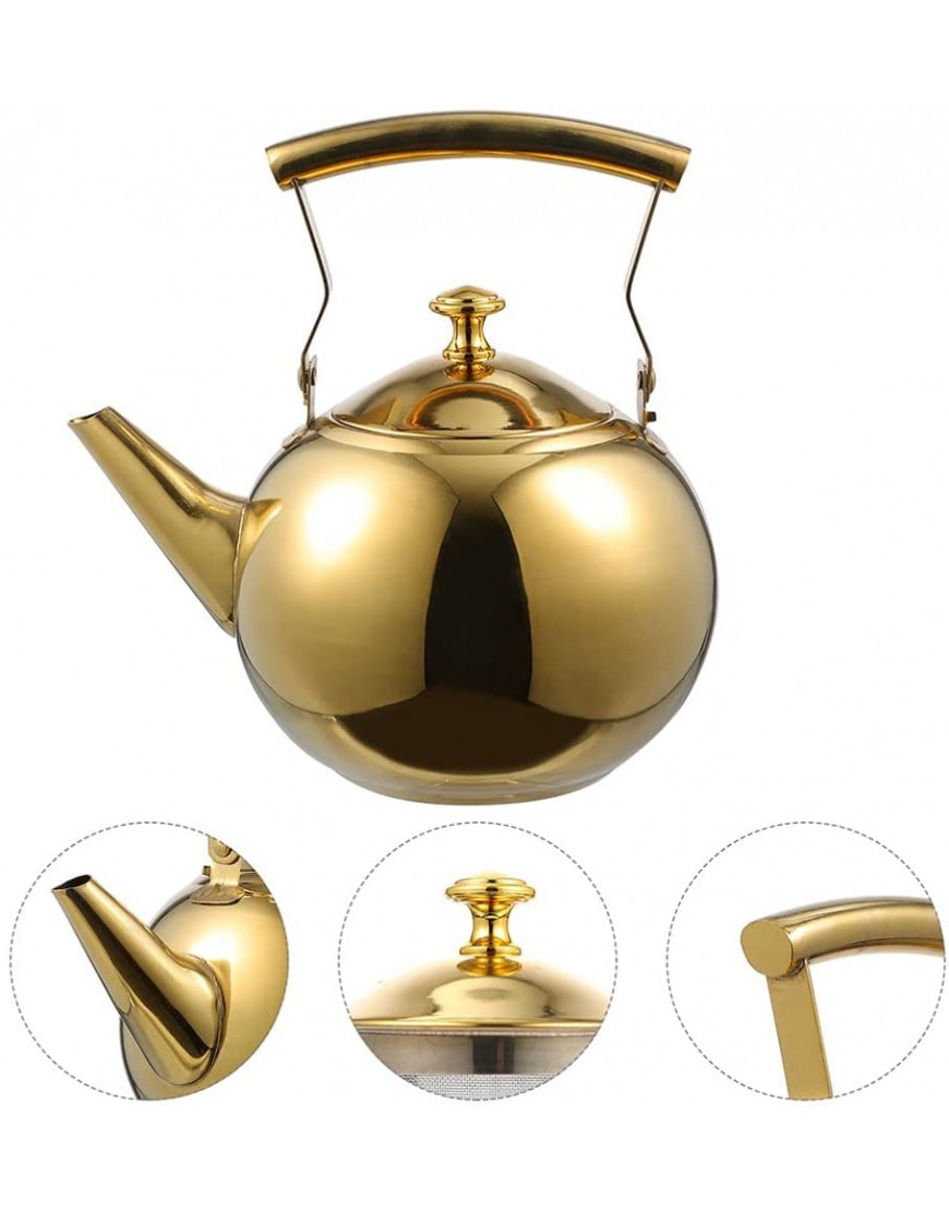 OSALADI Stainless Steel Tea Kettle Stovetop Whistling Tea Kettle Teapot Boiling Kettle with Strainer for Kitchen 2L Gold