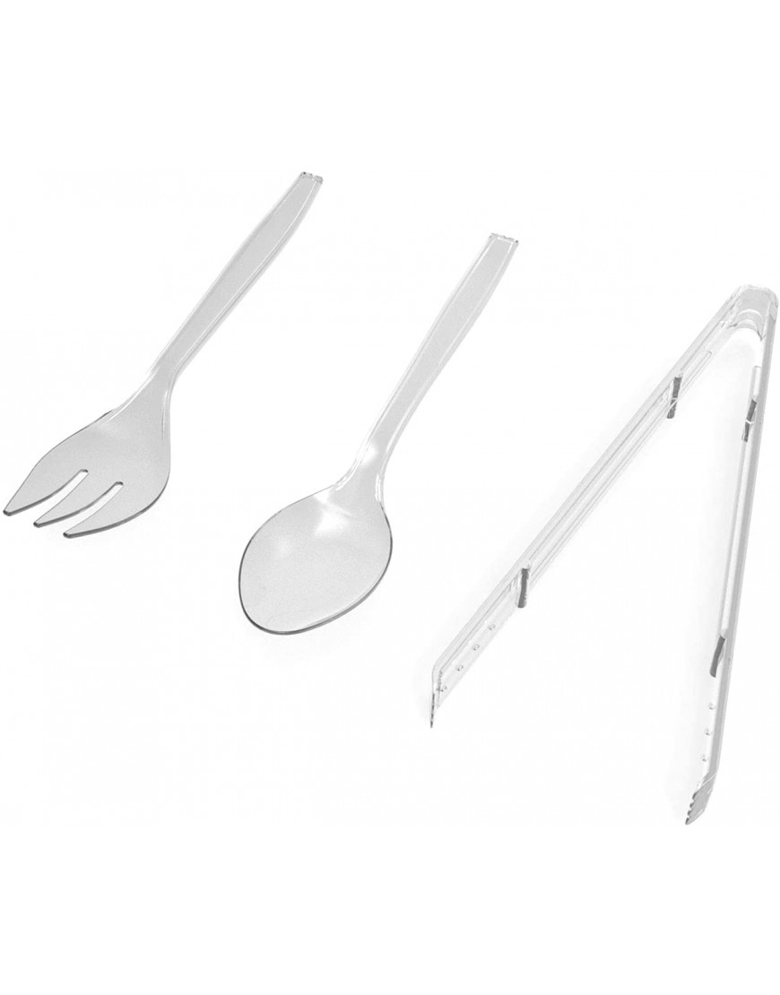 Plastic Serving Utensils 9 Clear Disposable Utensils 18 Pack 6 Serving Tongs 6 Serving Spoons 6 Serving Forks