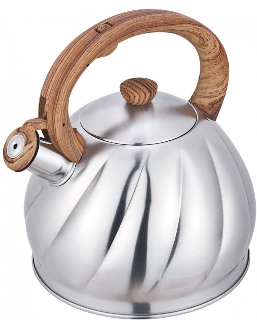 Riwendell Tea Kettle 2.1 Quart Whistling Stainless Steel Stove Top Teapot GS-04044AHY-2.0 L