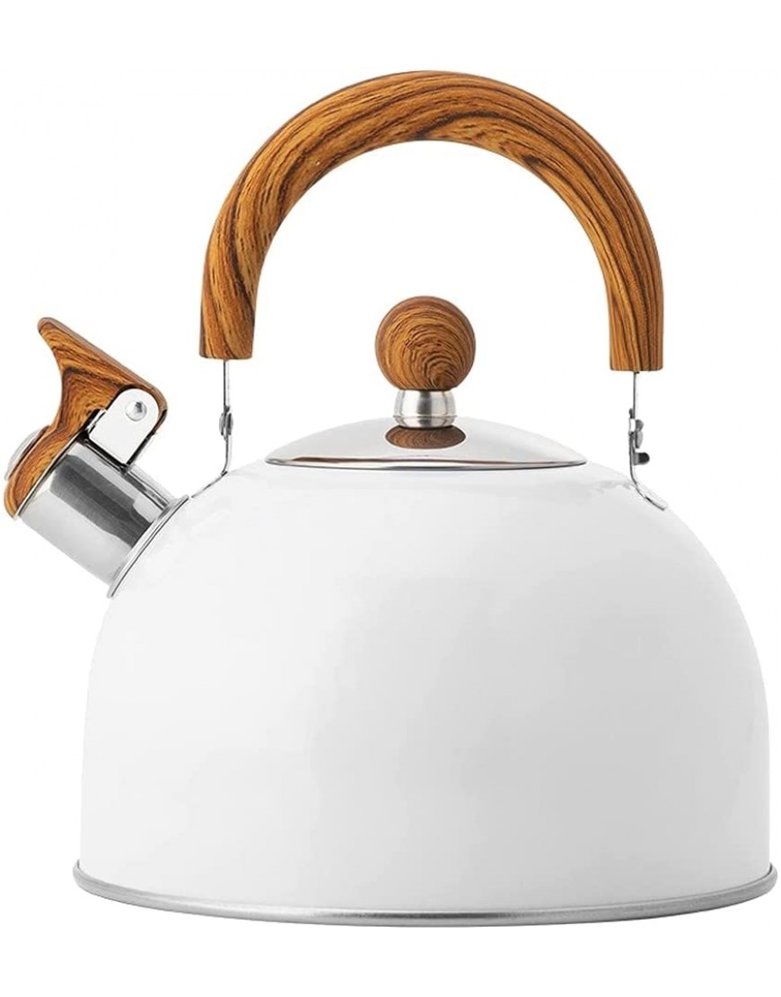 SHSYCER Tea Kettle Stainless Steel Tea Pot 2.6 Quart 2.5 Liter Tea Kettle for Stove Top Stovetop Whistling Teapot Tea Kettles Stove top with Cool Grip Ergonomic Handle Pearl White