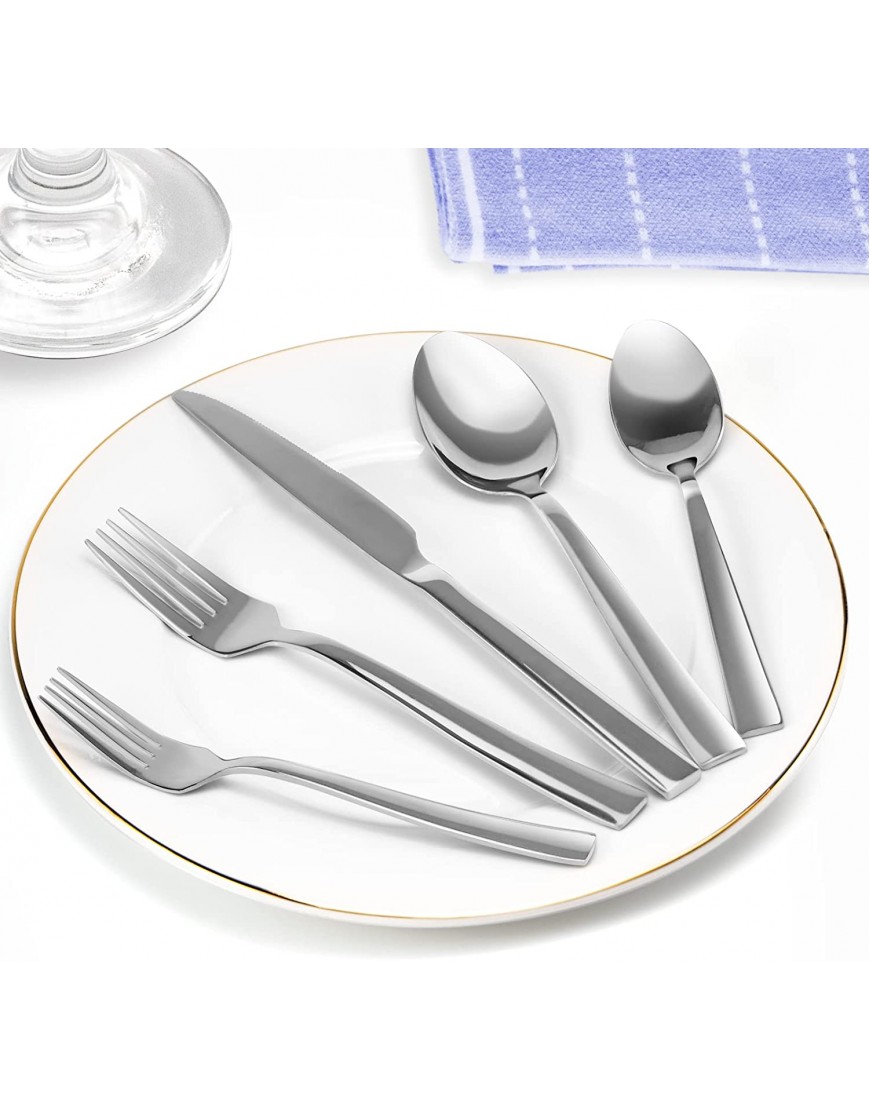 Silverware Set for 8 Briout 40 Piece Flatware Cutlery Set Stainless Steel Luxury Square Tableware Thick Knife Fork Spoon for Home Kitchen Restaurant Wedding Mirror Polished Dishwasher safe