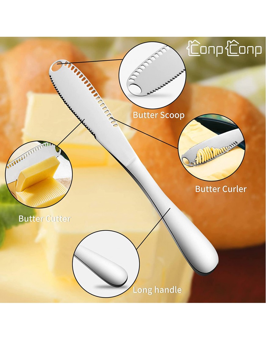Stainless Steel Butter Spreader 3 in 1 Kitchen Knife Gadgets Curler Slicer Spreader with Serrated Edge for Cutting and Spreading Butter Cheese Jam 1pcs