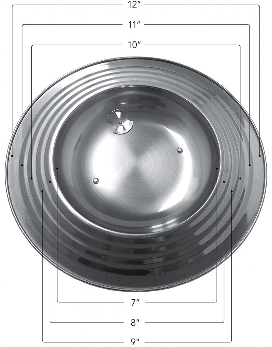 Stainless Steel Universal Lid with Adjustable Steam Vent Fits All 7 Inch to 12 inch Pots and Pans Replacement for Frying Pan Cover and Cookware Lids