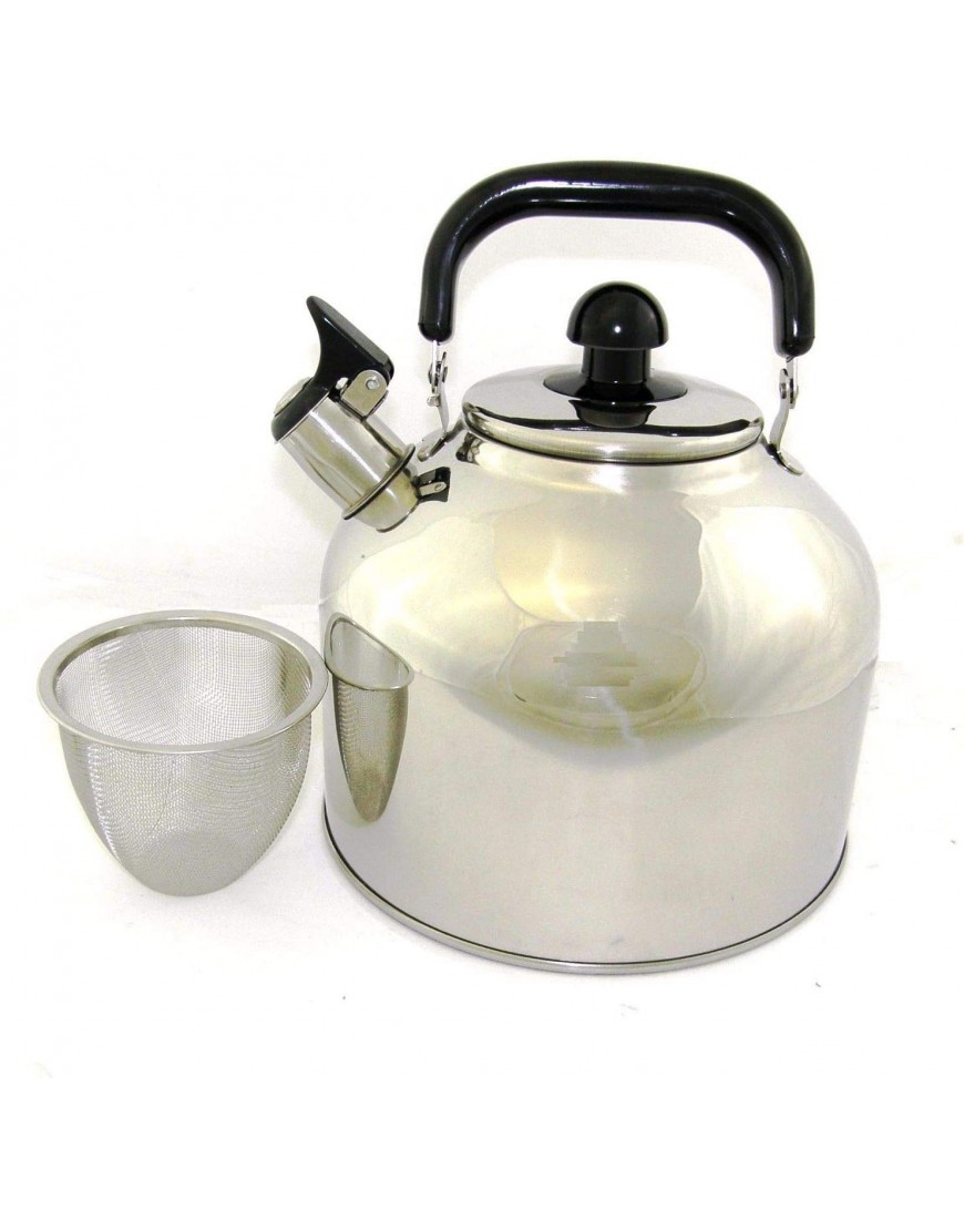 Stainless Steel Whistling Tea Kettle Large 7 Quart Teapot with Mesh Infuser 6.3 Liter Hot Water Pot Removable Lid Covered Handle Big Teapot For Making Fresh Brewed Iced Tea or Coffee Loud Whistle