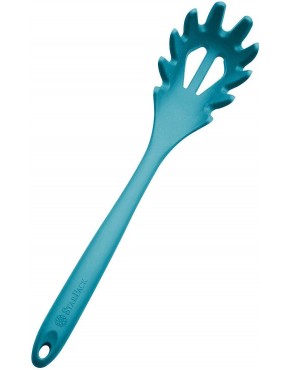 StarPack Basics XL Silicone Pasta Fork 13.5" High Heat Resistant to 480°F Hygienic One Piece Design Spaghetti Strainer & Server Spoon Teal Blue