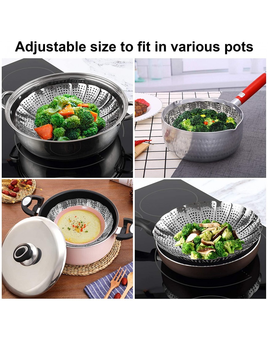 Steamer Basket Stainless Steel Instant Pot Accessories for Food and Vegetable Zocy Premium Expandable Steam Basket to Fit Various Size Pots Medium 6.1 to 10.5