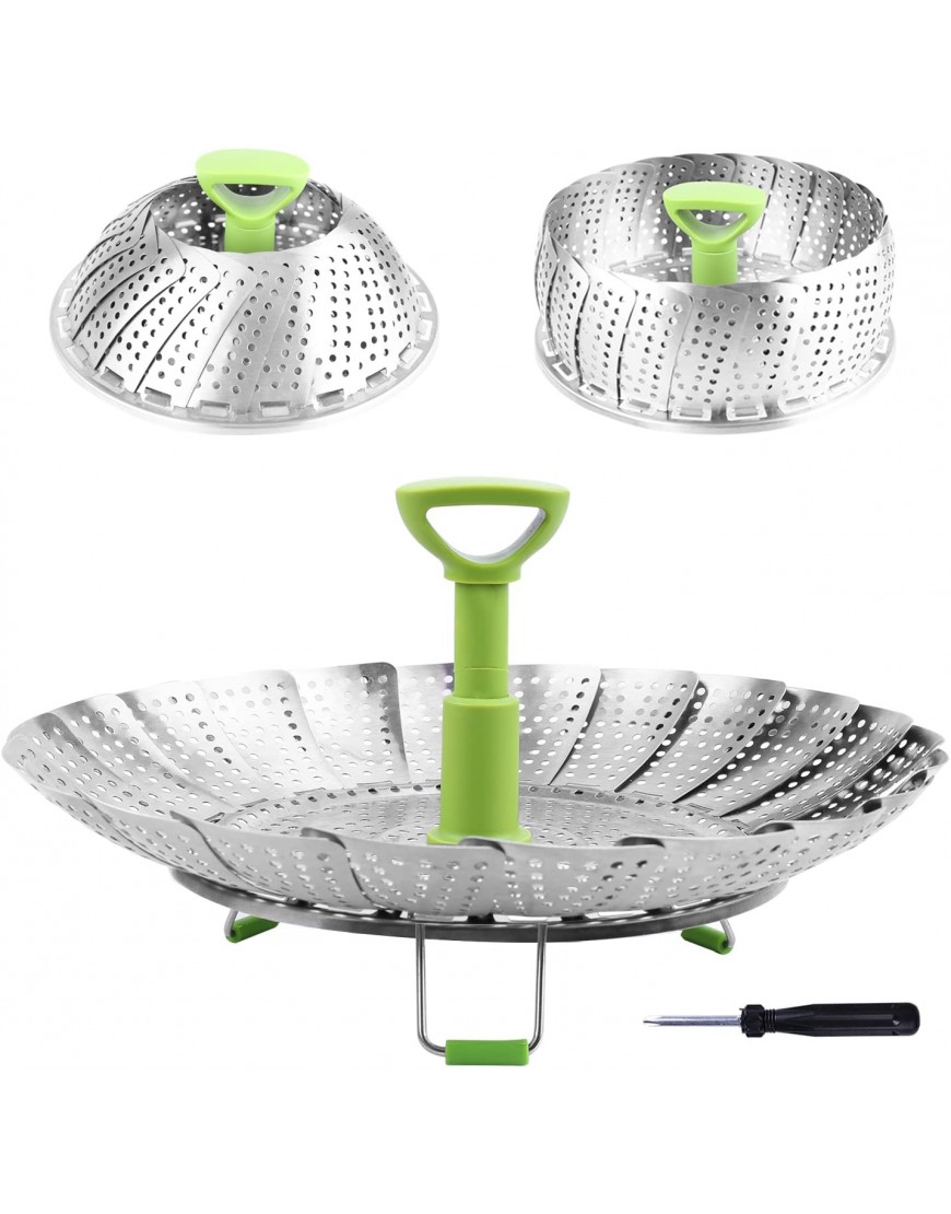 Steamer Basket Stainless Steel Vegetable Steamer Basket Folding Steamer Insert for Veggie Fish Seafood Cooking Expandable to Fit Various Size Pot 5.1 to 9