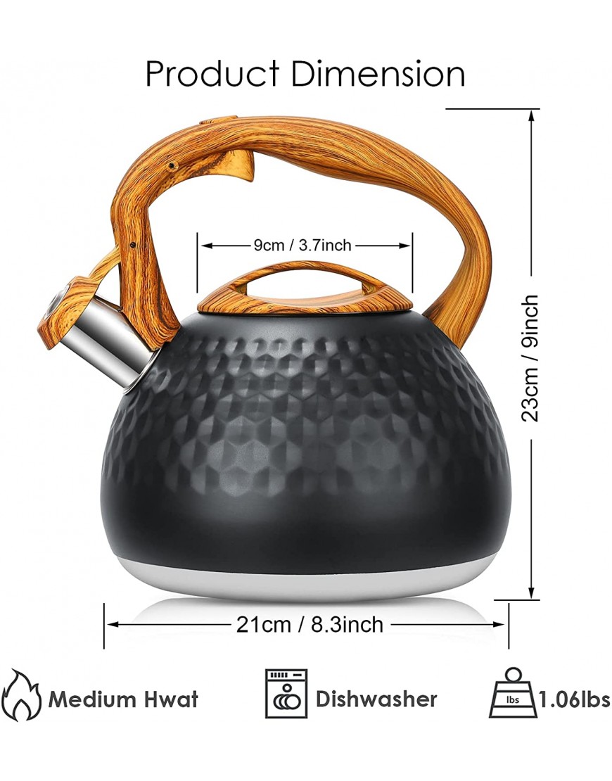 Stovetop Tea Kettle- Whistling Teapot Tea kettle for Stove Top Stainless Steel Tea Pot With Wood Pattern Handle Loud Whistle Tea kettles Water Kettle Boiling Heat Water Tea Pot 2.5L