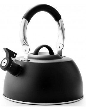 Suyika Tea Kettle Stovetop 3 Quart Stainless Steel Whistling Tea Pots for Stove Top with Cool Touch Ergonomic Handle Teapot Black