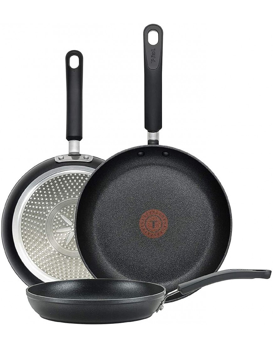 T-fal E938S3 Professional Total Nonstick Thermo-Spot Heat Indicator Fry Pan Cookware Set 3-Piece 8-Inch 10.5-Inch and 12.5-Inch Black