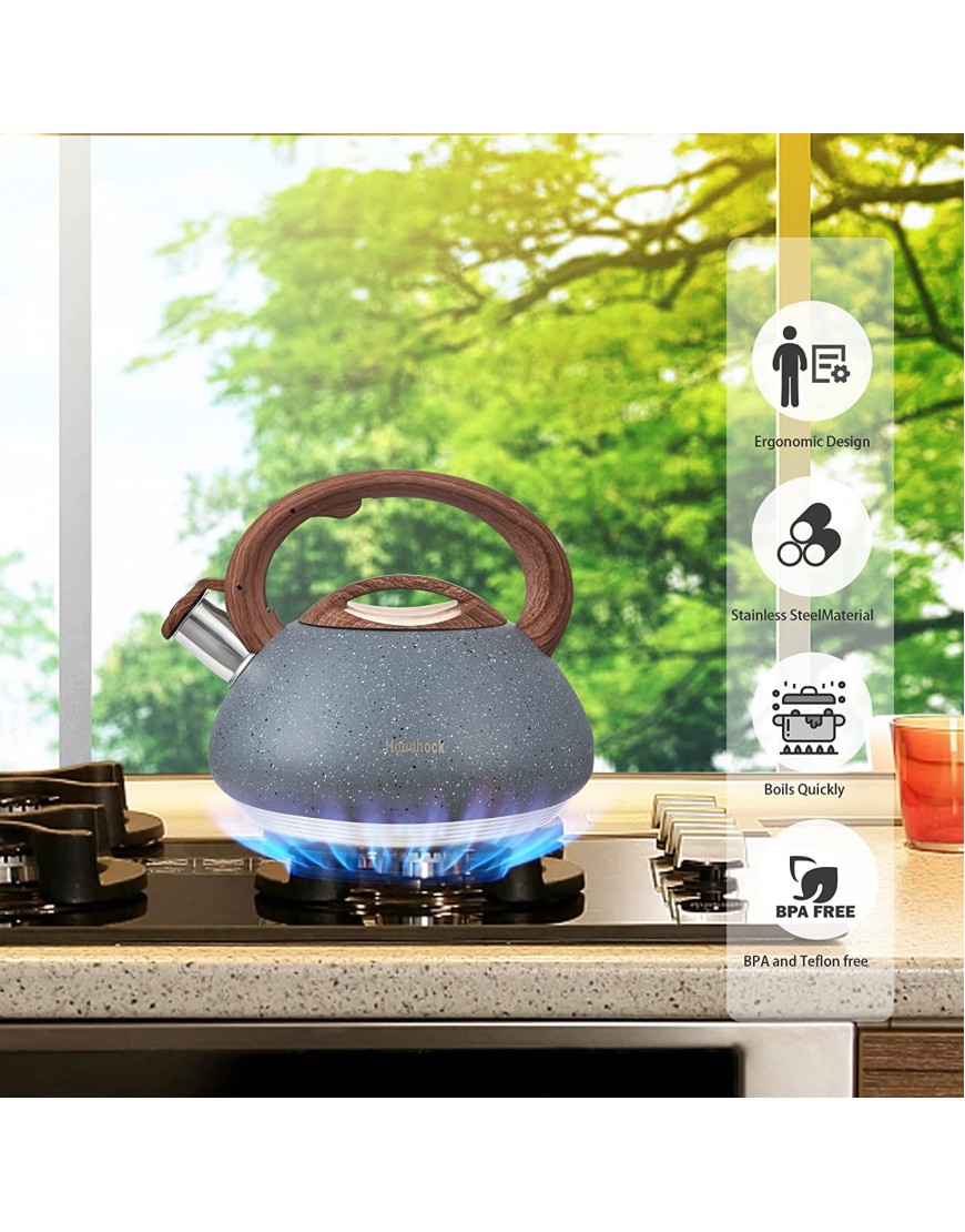 Tea Kettle 3.17 Liter Loud Stovetop Whistling Teakettle with Cool Grip Ergonomic Handle Food Grade Stainless Steel Teapot for Tea Coffee Milk Grey