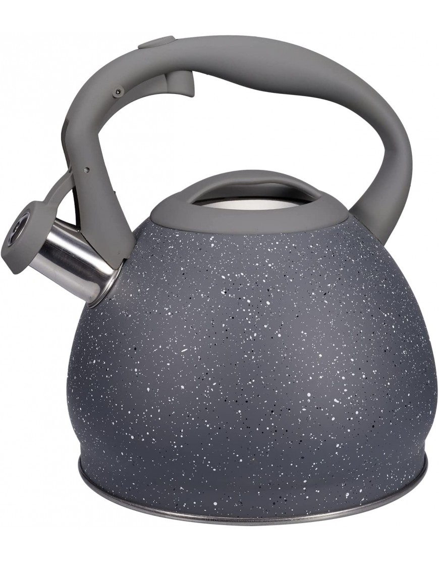 Tea Kettle for Stovetop 3 Liter Loud Whistling Teakettle Ergonomic Handle Food Grade Stainless Steel Teapot for Tea Coffee Milk etc Gas Electric Applicable Grey