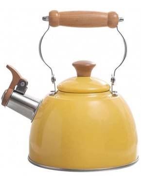 Tea Kettle Stovetop Whistling Teapot Stainless Steel Teapot With Wooden Grip Ergonomic Handle Loud Whistle three Colors Color : Yellow Size : 2.5L 84.5OZ