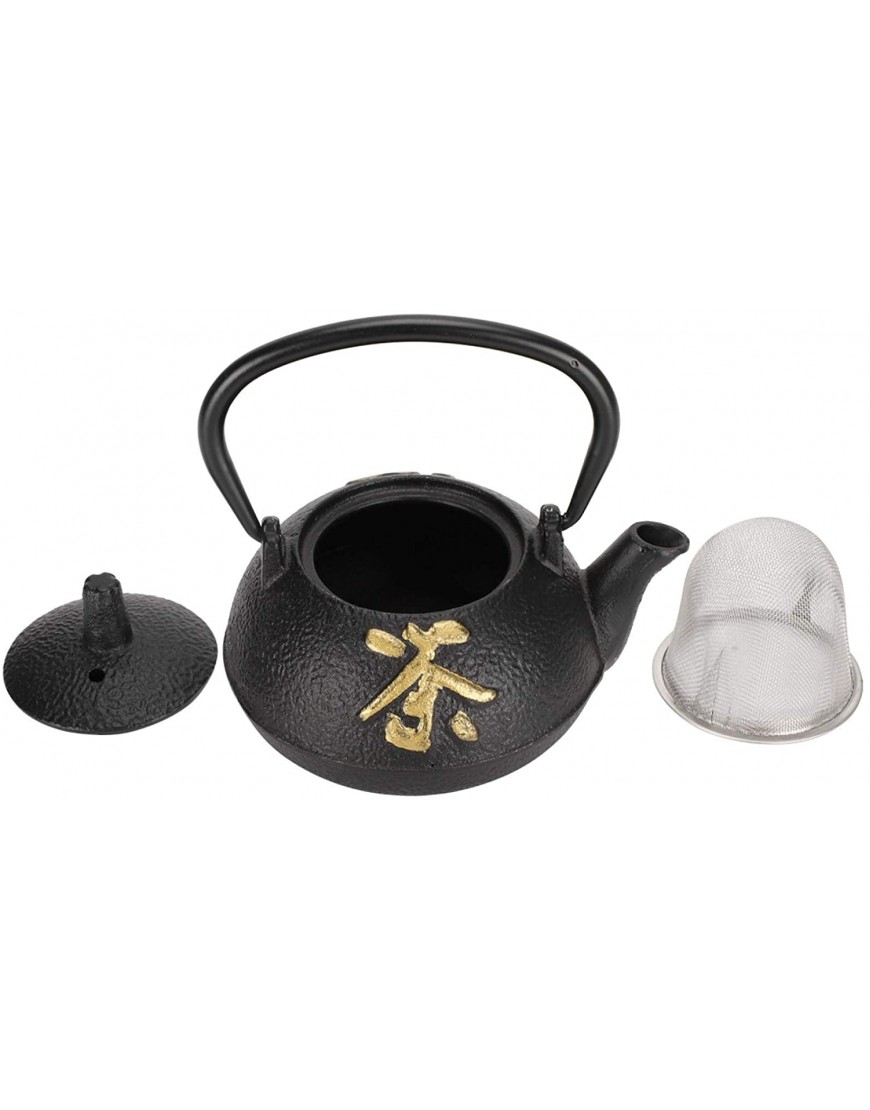 Tea Kettle,Japanese Tea and Zen Uncoated Mini Cast Iron Tea Kettle Enameled Interior with Stainless Steel Infuser,Stovetop Safe for tea room,study,new Year's gift,Home Decor,10 oz 0.3L,Black