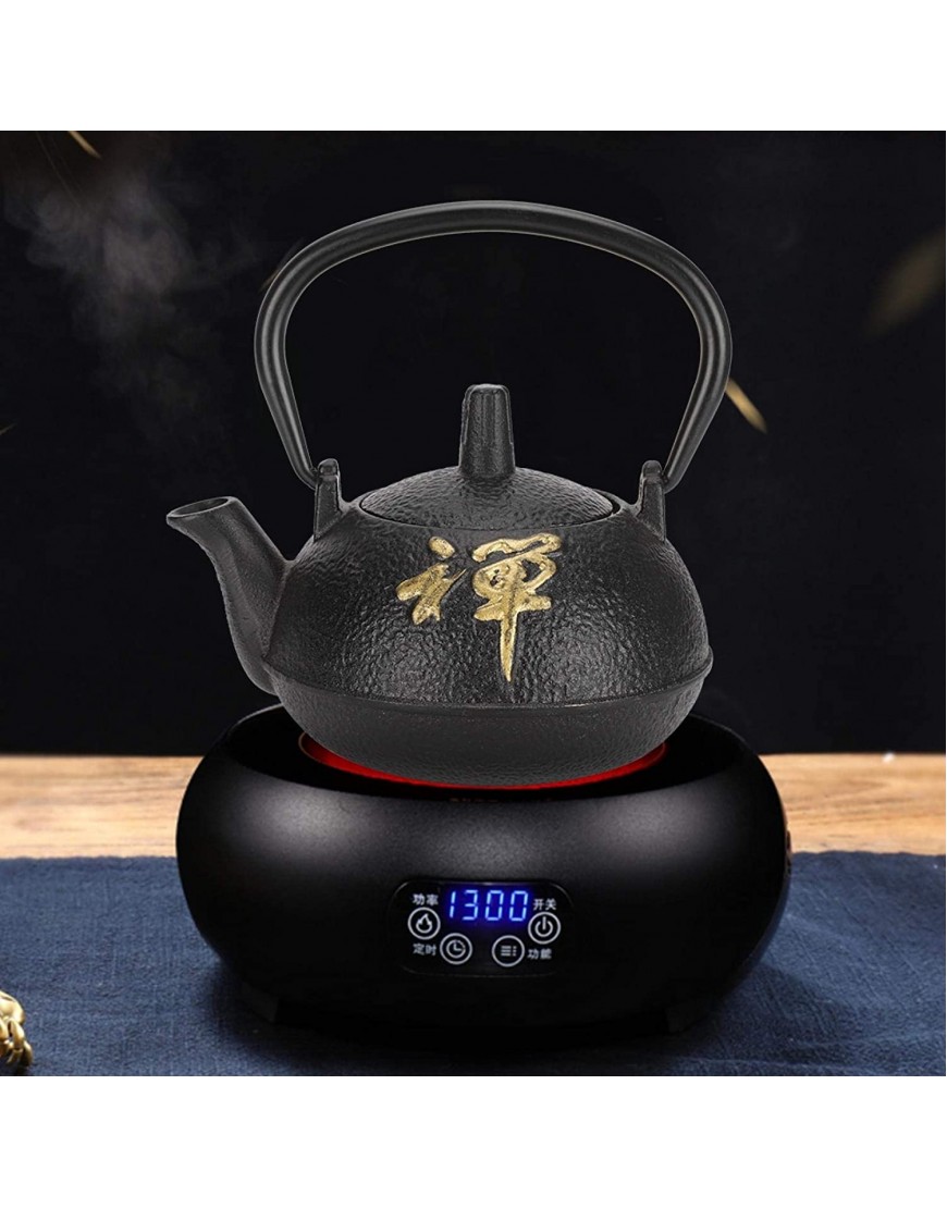 Tea Kettle,Japanese Tea and Zen Uncoated Mini Cast Iron Tea Kettle Enameled Interior with Stainless Steel Infuser,Stovetop Safe for tea room,study,new Year's gift,Home Decor,10 oz 0.3L,Black