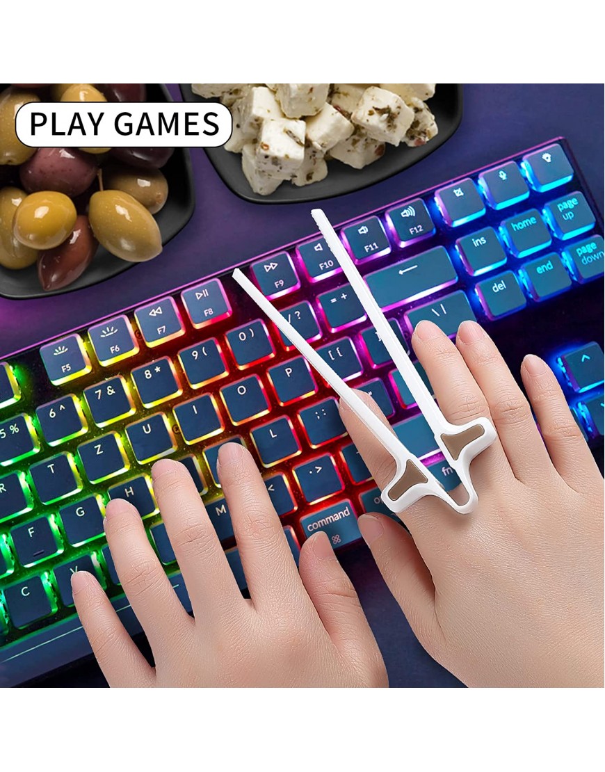 UHOUSE 4pcs Finger Chopsticks for Gamers,Snack Clips,Video Game Party Supplies,Kids Chopsticks Creative Gamer Accessories,Gifts for Gamers