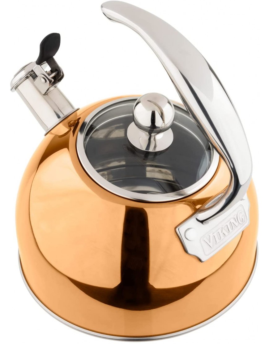 Viking 2.6 Qt Stainless Steel Whistling Kettle w 3-Ply Base Rose Gold