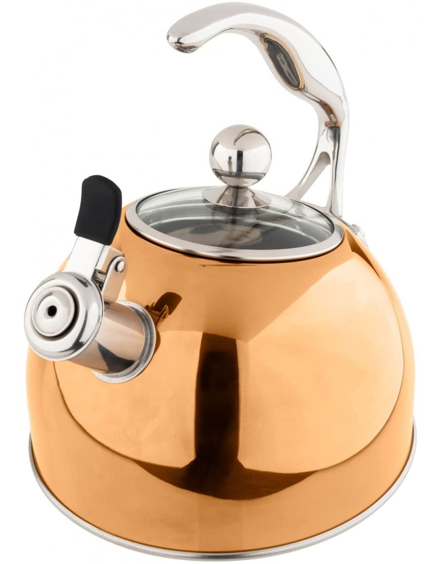 Viking 2.6 Qt Stainless Steel Whistling Kettle w 3-Ply Base Rose Gold