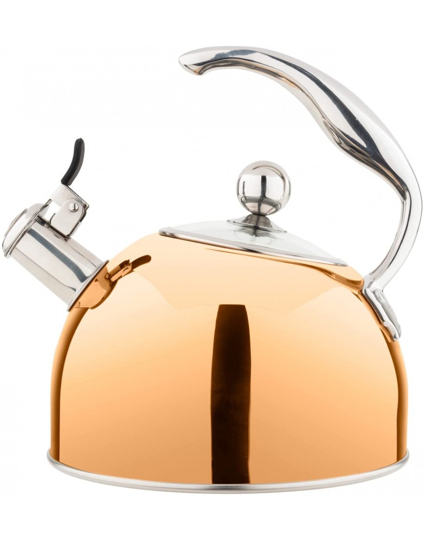 Viking 2.6 Qt Stainless Steel Whistling Kettle w  3-Ply Base Rose Gold