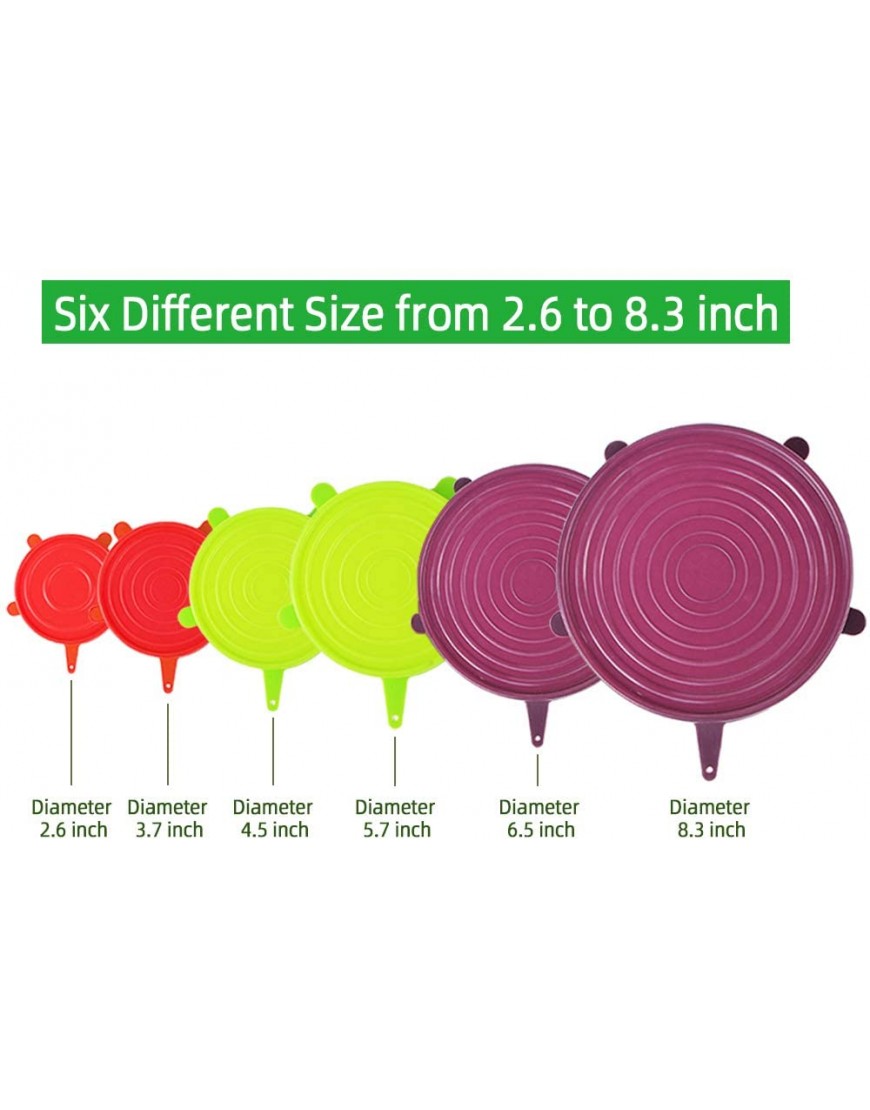 Webake Silicone Stretch Lids 12 Pack Reusable Expandable Lids 2.6 to 8.3 Fit Various Sizes of Container Tops Bowls Cups Cans Durable Flexible