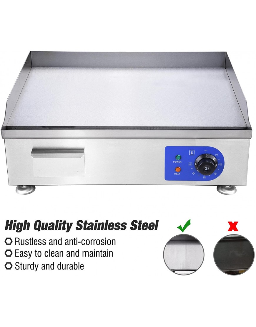 WeChef 24 2500W Electric Countertop Griddle Stainless Steel Adjustable Temp Control Commercial Restaurant Grill