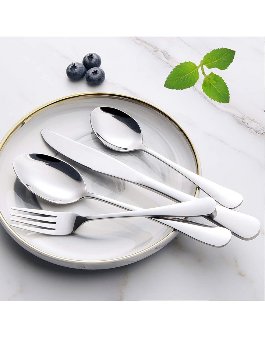 Wildone 20-Piece Silverware Set Stainless Steel Flatware Cutlery Set Service for 4 Tableware Eating Utensils Include Knife Fork Spoon Mirror Polished Dishwasher Safe