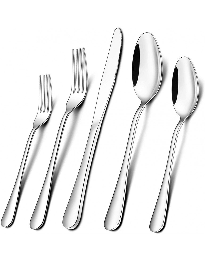 Wildone 20-Piece Silverware Set Stainless Steel Flatware Cutlery Set Service for 4 Tableware Eating Utensils Include Knife Fork Spoon Mirror Polished Dishwasher Safe