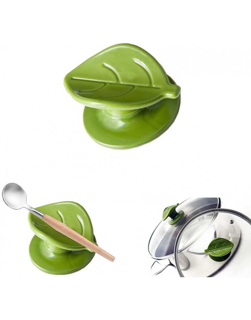 xiaoqun Cookware Lid Knob Handle Replacement With Practical Spoon Rest ,Universal Knobs for Cooking Pan Pot Lid Knob Green leaf shape Green