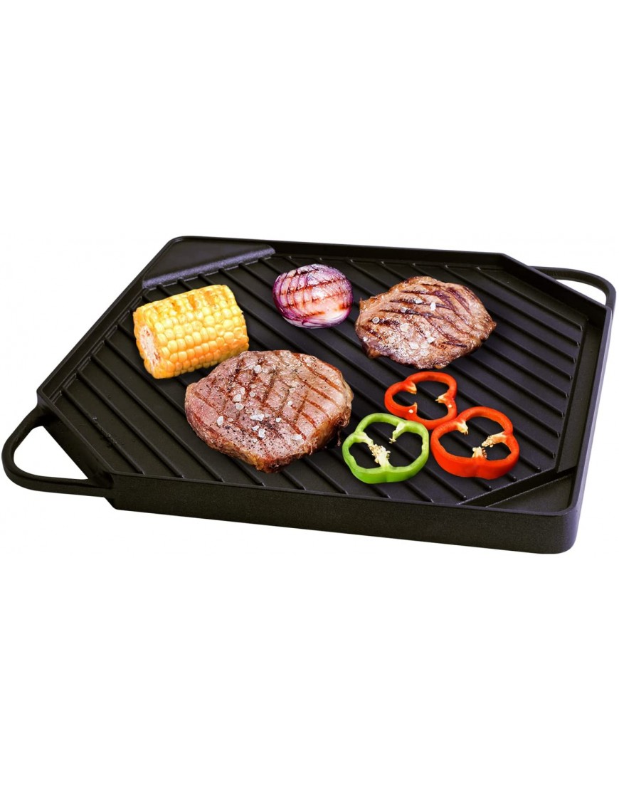Xiaozan GriddlesGrill Reversible Non-Stick Coating Family Griddle Grill Pan with Grip Handle and Grease Trap 11 x 11 Cast Aluminum Black