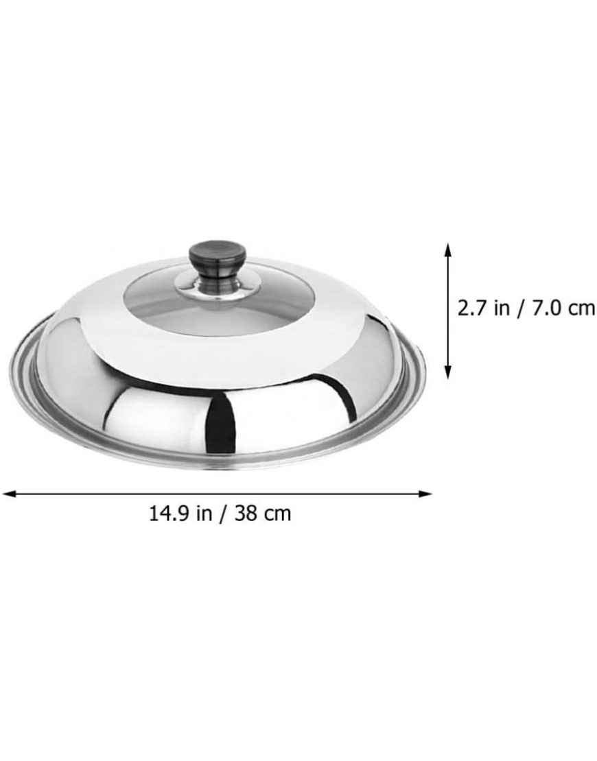 YARDWE Stainless Steel Universal Lid Pots and Pans Cover Replacement for Frying Pan and Cookware 38CM