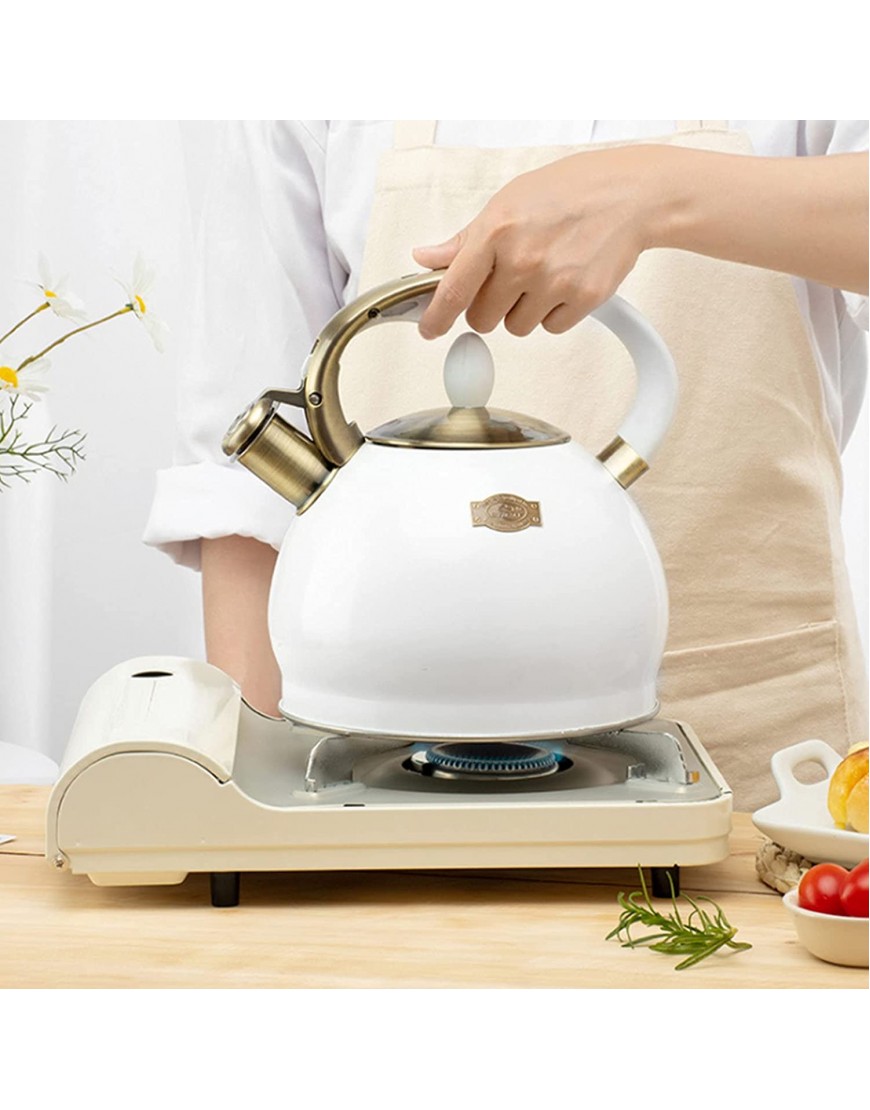 ZCFGUOI Whistling Tea Kettle Stainless Steel 3.5-Liter Teakettle for Stovetop Induction Stove Tops Thickened Flat Bottom Stainless Steel Mingyin Kettle White210518QJ08-1-10449-1649488251