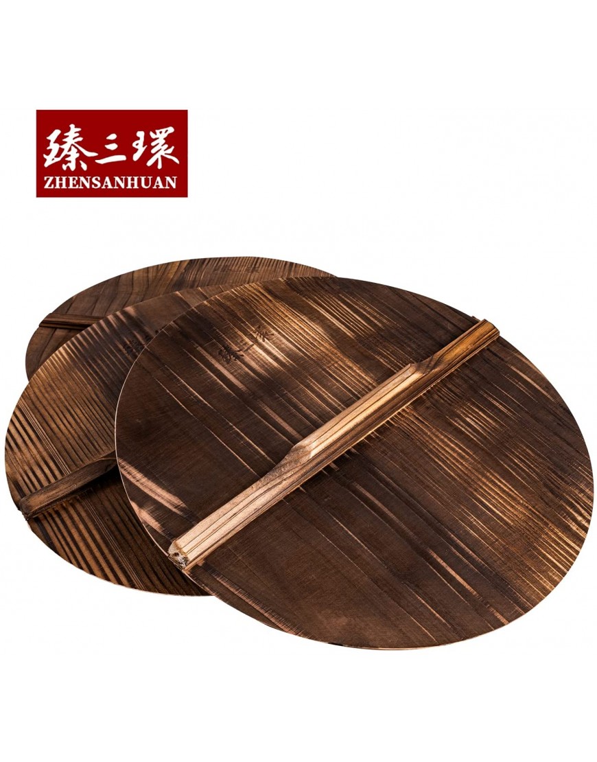 ZhenSanHuan Natural Wooden Wok lid Cover Kitchen Tool Pot Cover Lightweight Handcrafted Wooden Kitchen Accessory 30cm 11.8inch