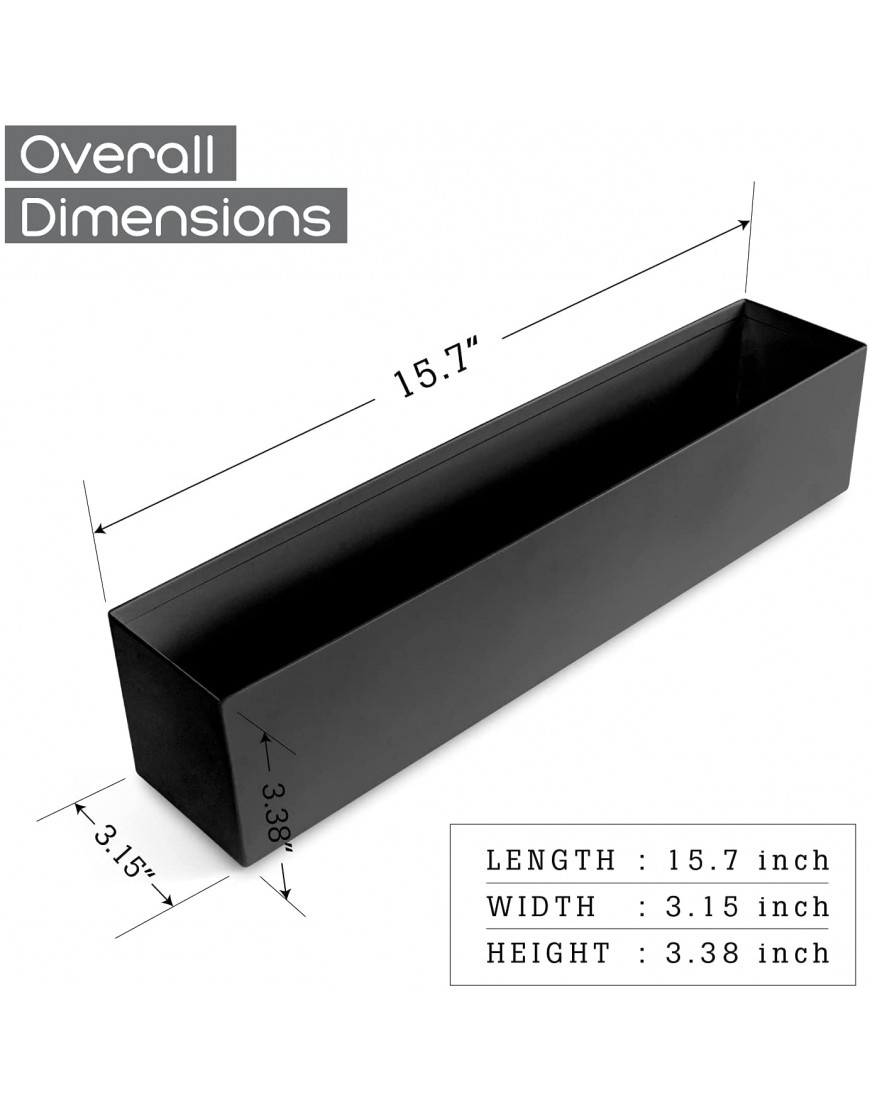 CABASAA Rectangular Planter Pot Planter Box for Table or Window Sill Planters Indoor Rectangular Stainless Steel Long Planter Black