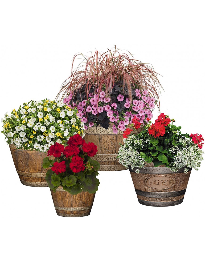 Classic Home and Garden S1027CP2D-037R Whiskey Barrel Planter 2 Pack 20.5 Kentucky Walnut