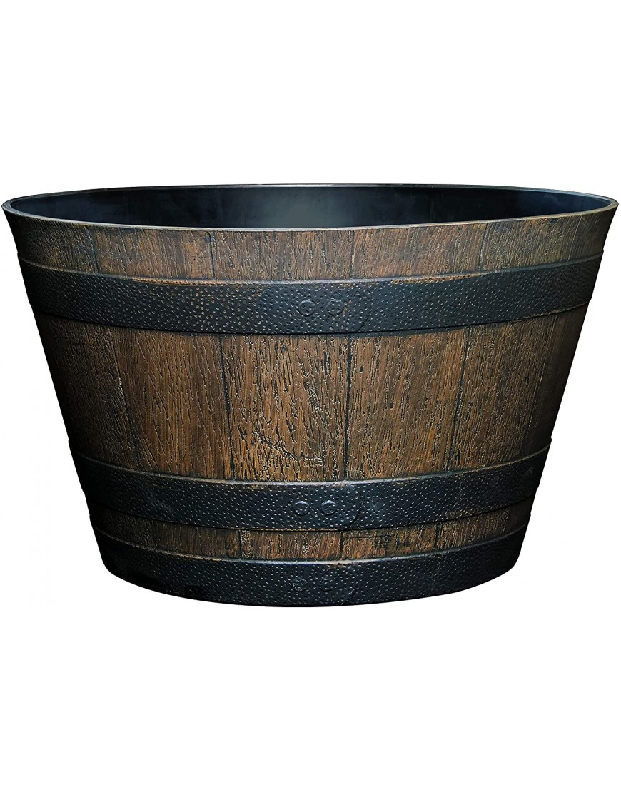Classic Home and Garden S1027CP2D-037R Whiskey Barrel Planter 2 Pack 20.5" Kentucky Walnut