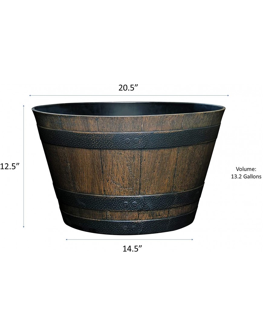 Classic Home and Garden S1027D-037Rnew Whiskey Barrel Planter 20.5 Kentucky Walnut