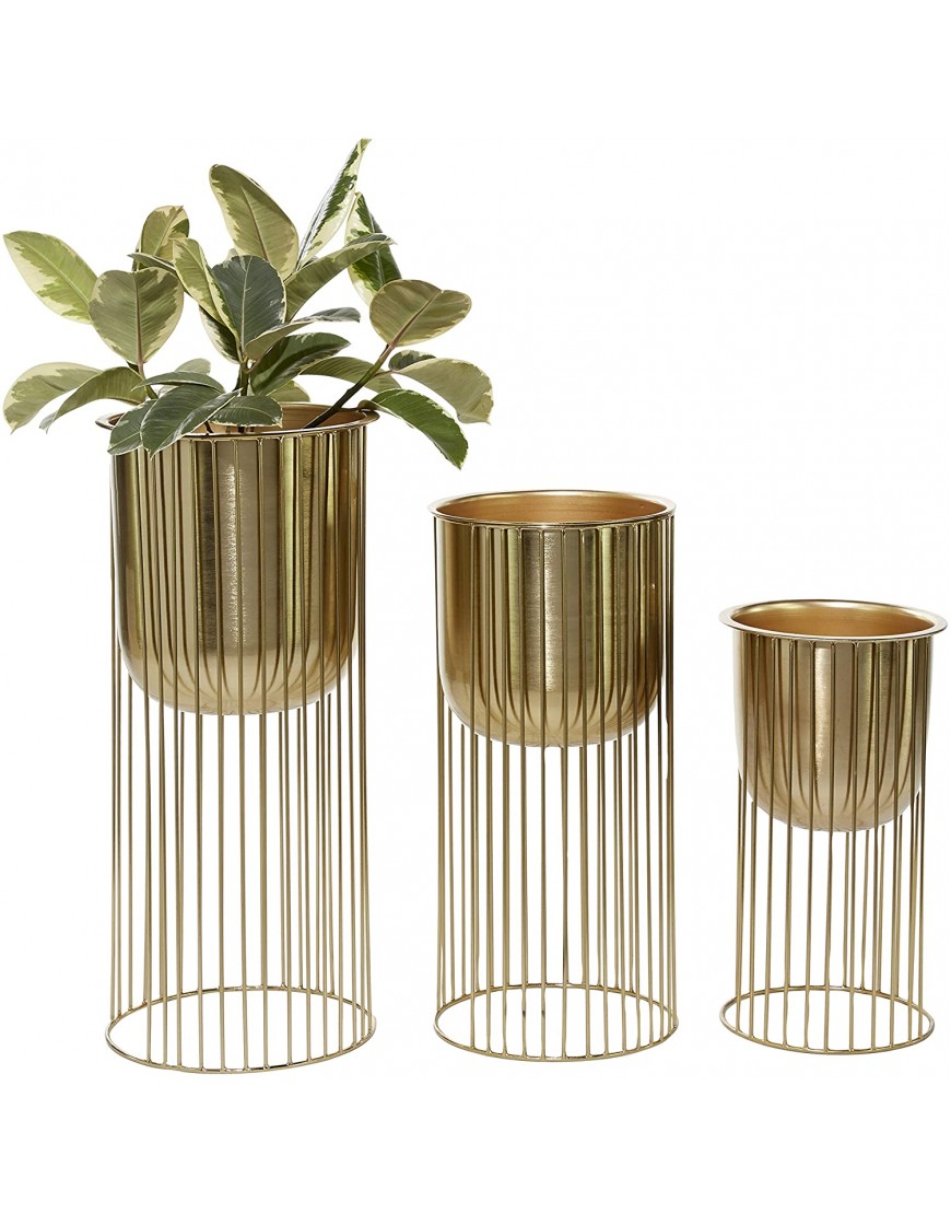Deco 79 Contemporary Metal Planter Decorative Indoor Outdoor Planter Pot Flower Pot for Living Room Kitchen Office Patio Entryway S 3 16 21 24 H Gold