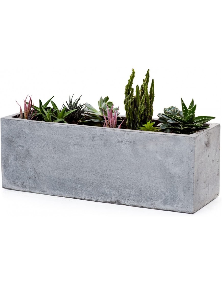 Durable Concrete Outdoor Planter Modern Rectangular Planters with Drainage Holes Ideal for Succulents and Delicate Plants 21.75" x 7.5" x 7.5" Slate Gray