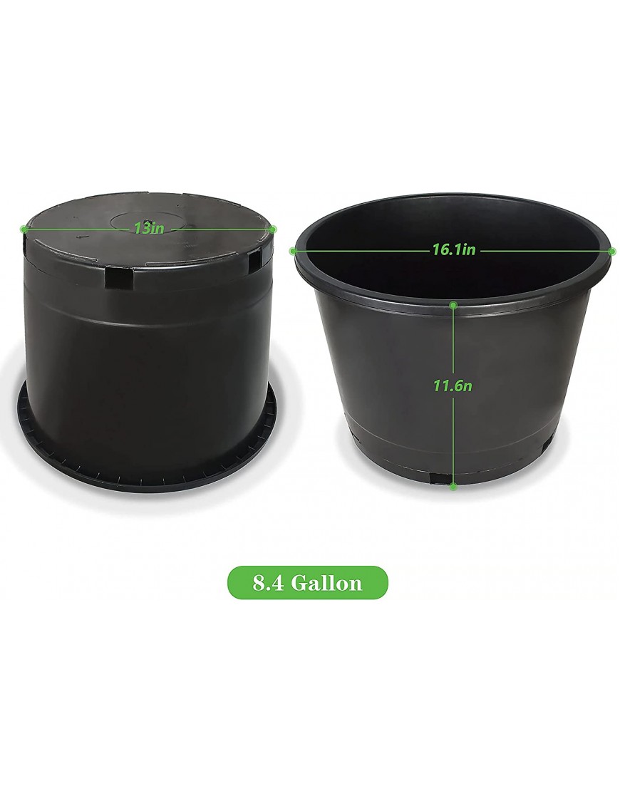 Elfinrm Planter Nursery Pots 8.4 Gallon Pots for Plants Injection Molded Plastic Nursery Pots Plant Container 8.4 Gal 10-Pack