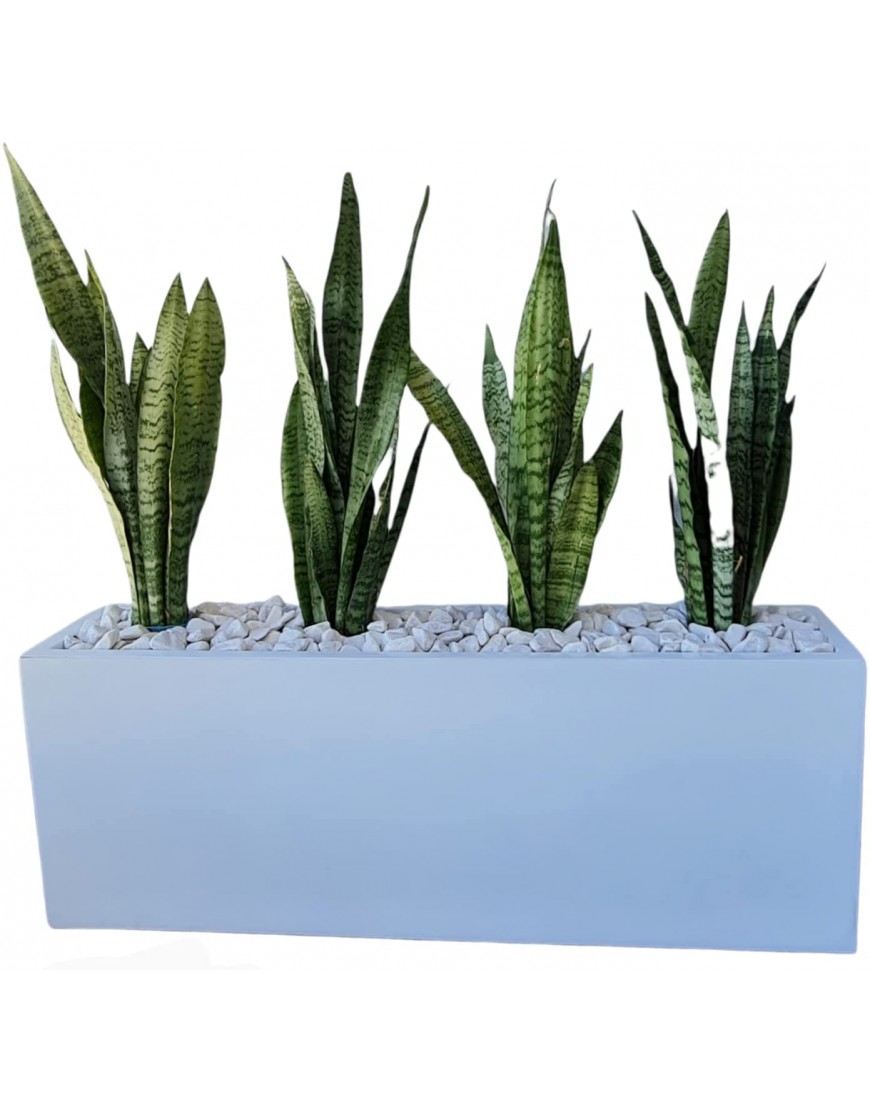 Jardinera Rectangular Modern Fiberglass Pot Planter Indoor Outdoor Variety of Colors 35.4" L x 8.2" W x 13" T White