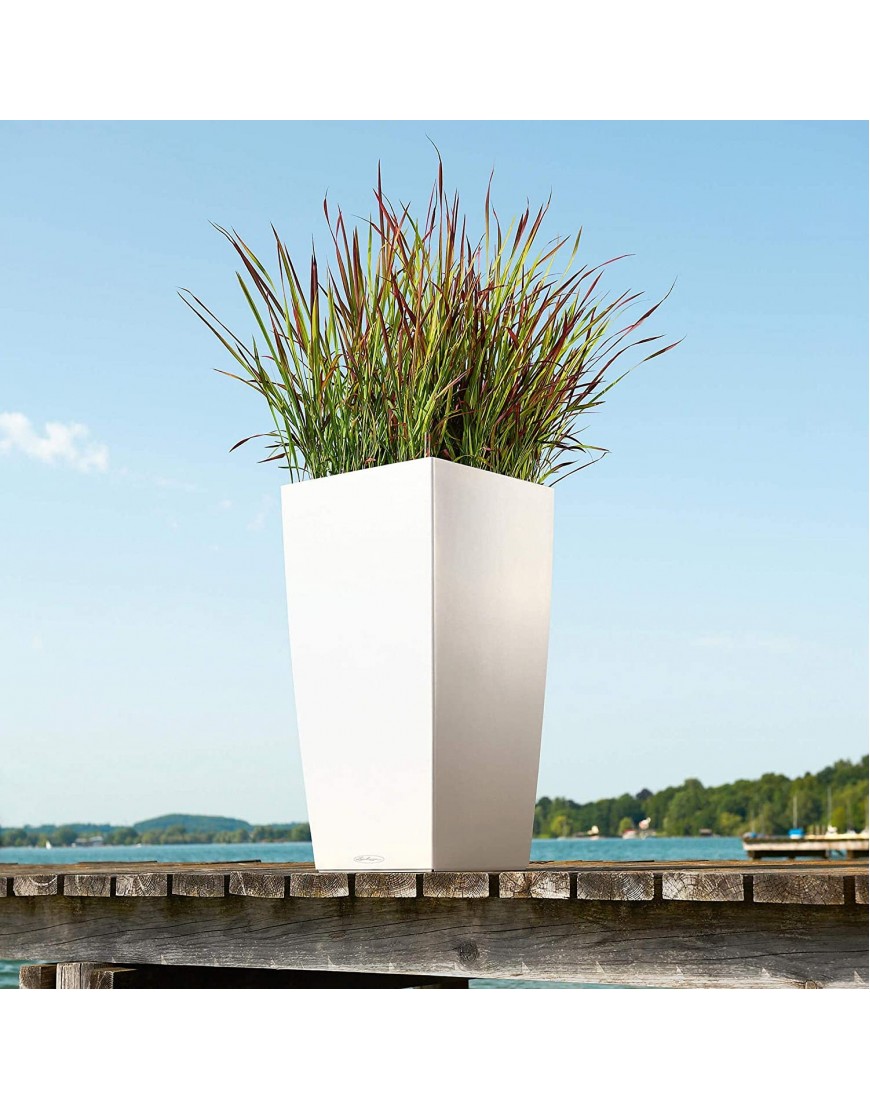 Lechuza 13150 Cubico Color 40-30 inches Tall Garden Indoor and Outdoor Use White Matte Self Watering Planter 30