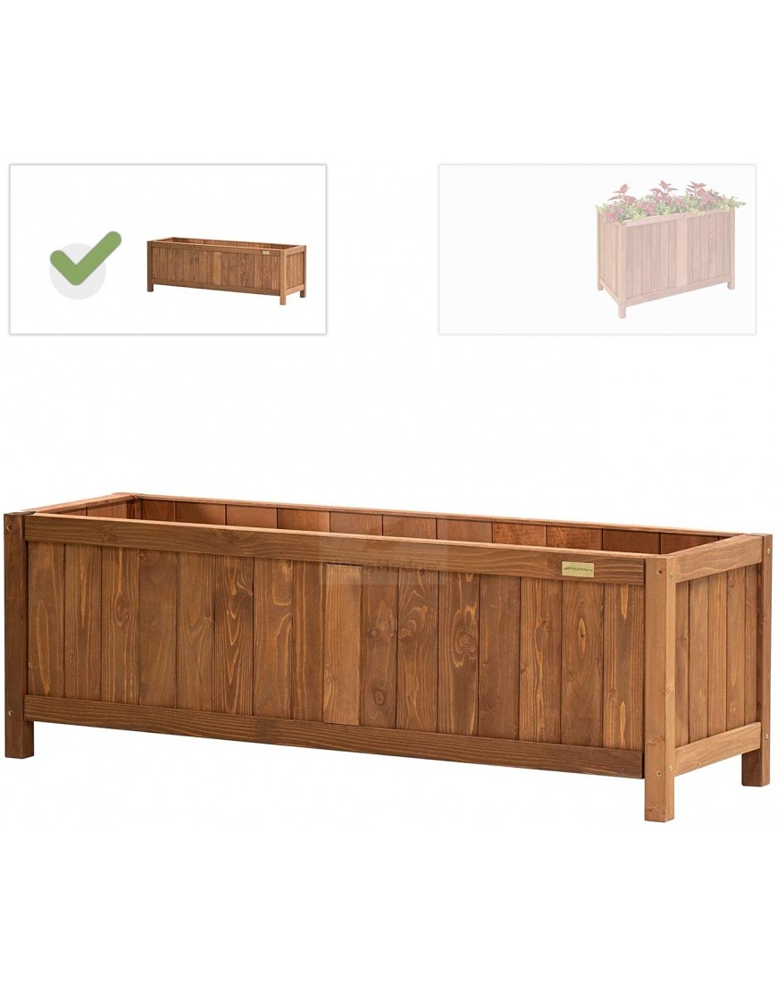 NatraHedge 15 Hampton Classic Wooden Planter Box Indoor and Outdoor Use for Patio Garden 44 x 15 x 15