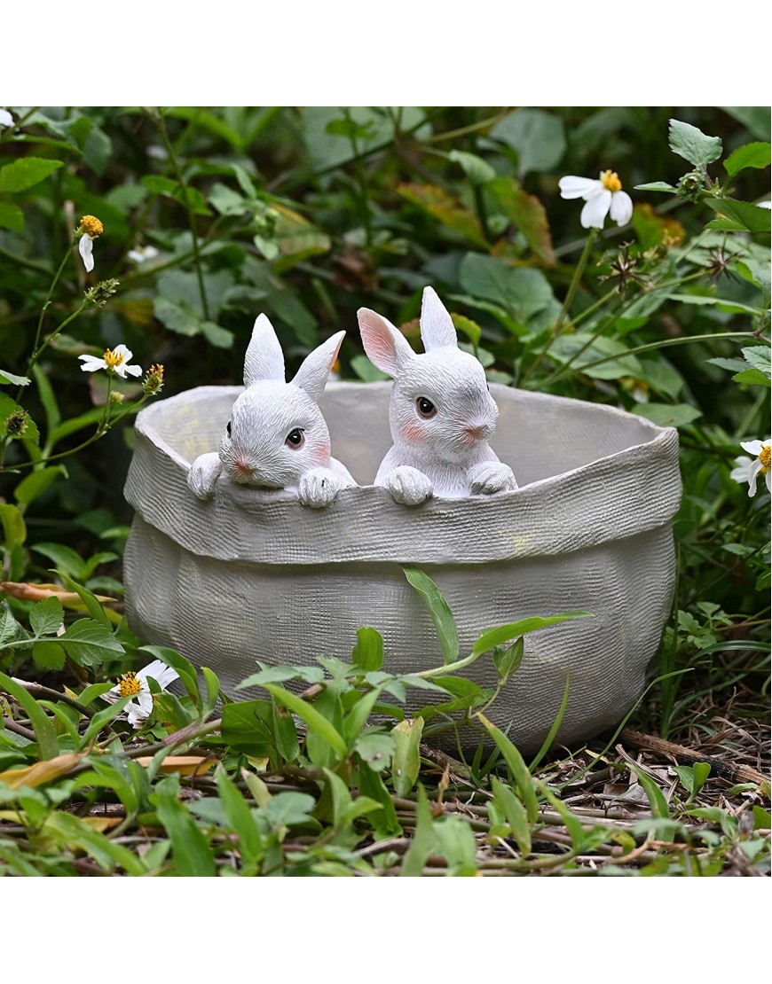NEKOOMA Cute Bunny Planter Pots Animal Succulent Planter Decor Garden Pots Resin Shaped Statue Balcony Patio Rabbit Flower Pot No Drainage Hole