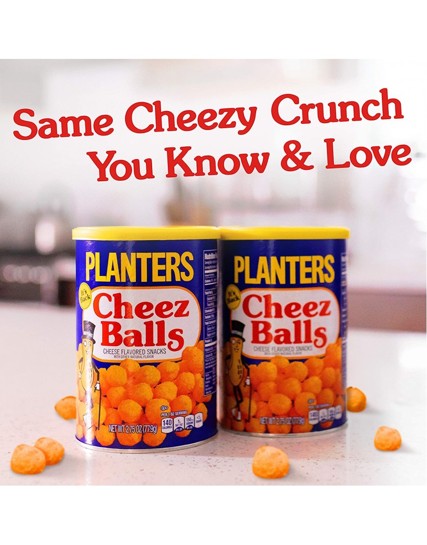 Planters Original Cheez Balls Cheese Flavored Snacks 2.75 Ounce Pack of 12