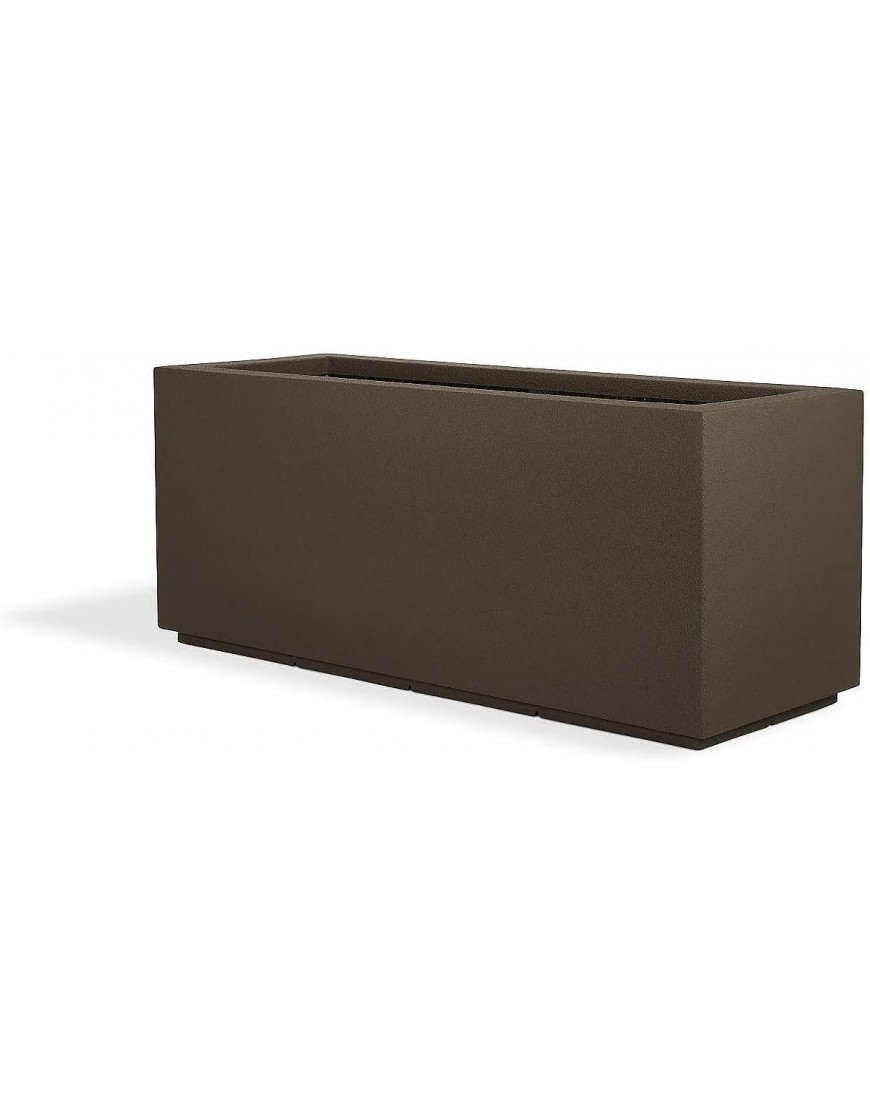 PolyStone Milan Tall Modern Outdoor Indoor Rectangular Trough Planter 46 W x 19 H Lightweight Heavy Duty Weather Resistant Polymer Finish Commercial and Residential Chocolate Brown