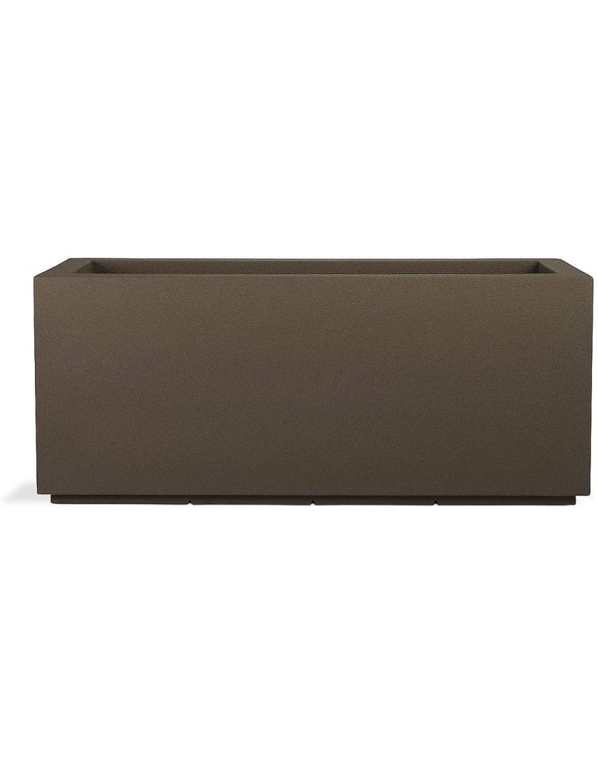 PolyStone Milan Tall Modern Outdoor Indoor Rectangular Trough Planter 46" W x 19" H Lightweight Heavy Duty Weather Resistant Polymer Finish Commercial and Residential Chocolate Brown